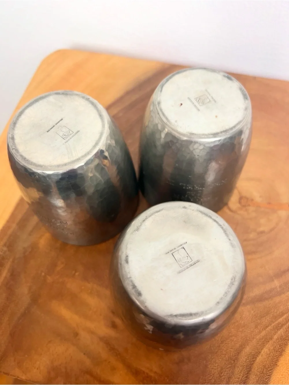 PORTER BLANCHARD 70’s Vintage Sail Boat Racing Hand Hammered Pewter Tumblers 3